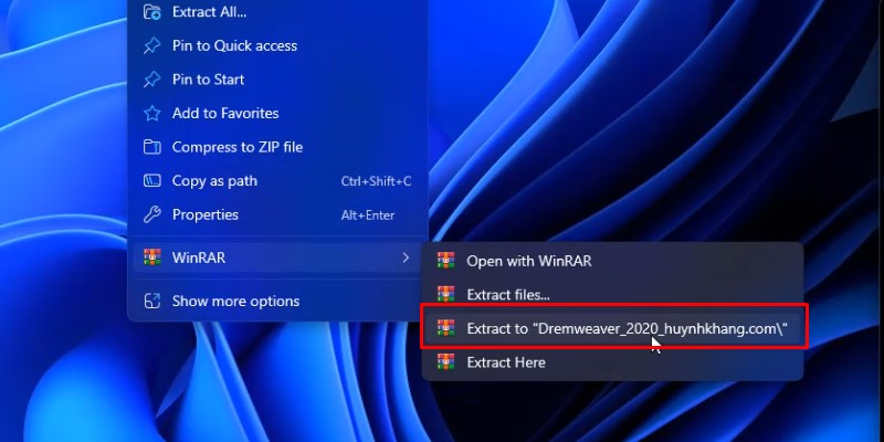 Giải nén phần mềm Dreamweaver 2020