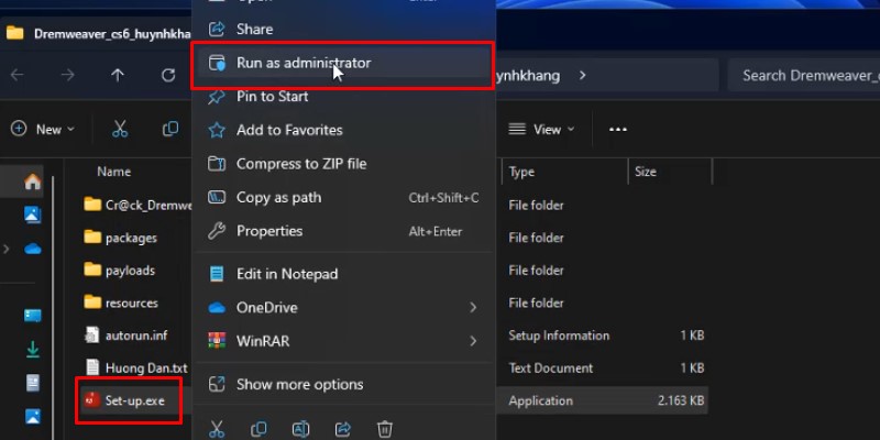 Dreamweaver CS6 Hướng Dẫn Cài Đặt Chi Tiết 11 Chuột phải và chọn Run as admin