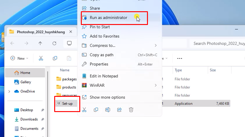 Photoshop 2022 Cài Đặt Cực Dễ Với Hướng Dẫn 11 chuột phải file setup và chọn run as admin