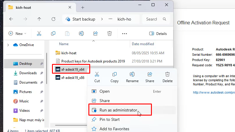 Revit 2019: Hướng Dẫn Cài Đặt Chi Tiết Từ 22 Chạy file xf-adesk 19x64 bằng quyền Admin
