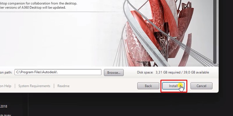AutoCAD 2018 Phiên Bản Được Sử Dụng Nhiều 16 bấm Install
