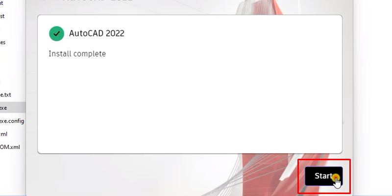 AutoCAD 2022 Phiên Bản Hoàn Chỉnh 15 bấm start hoàn thành quá trình cài đặt