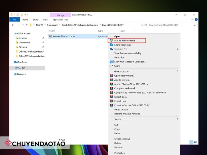 Crack Office 2013 với phần mềm Office 2013-2021 C2R Install