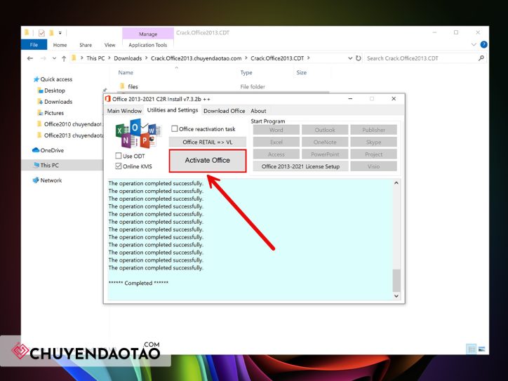 Crack Office 2013 với phần mềm Office 2013-2021 C2R Install